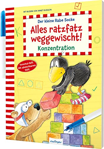 Stock image for Der kleine Rabe Socke: Alles ratzfatz weggewischt!: Konzentration | Mit abwischbaren Seiten & Stift for sale by medimops