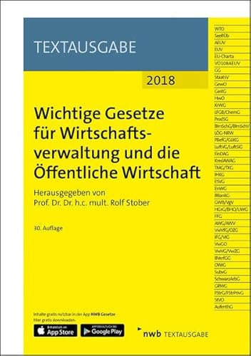 Beispielbild fr Wichtige Gesetze fr Wirtschaftsverwaltung und die ffentliche Wirtschaft (NWB Textausgabe) zum Verkauf von medimops