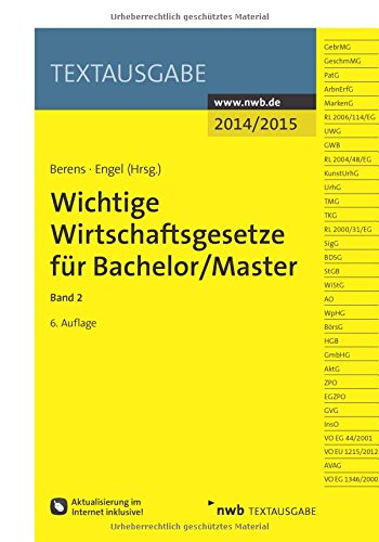 9783482596063: Wichtige Wirtschaftsgesetze fr Bachelor/Master, Band 2