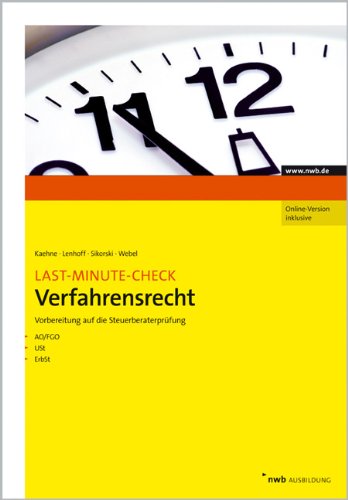 Stock image for Last-Minute-Check Verfahrensrecht Vorbereitung auf die Steuerberaterprfung. for sale by Buchpark