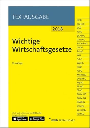 Stock image for Wichtige Wirtschaftsgesetze (NWB Textausgabe) for sale by medimops