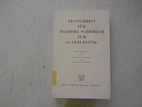 Beispielbild fr Festschrift fr Ingeborg Schrbler zum 65. Geburtstag. Hrsg. v. D.Schmidke u. H.Schppert. zum Verkauf von Antiquariat Kai Gro