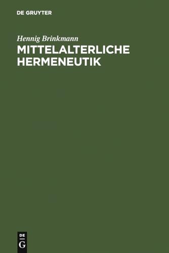 9783484103658: Mittelalterliche Hermeneutik
