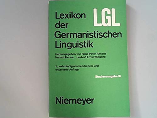 Beispielbild fr Lexikon der germanistischen Linguistik. Studienausgabe III. Band 3. - Althaus Hans Peter Helmut Henne und Herbert Ernst Wiegand zum Verkauf von Ammareal