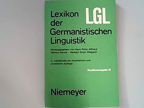 9783484103917: Lexikon der germanistischen Linguistik. Studienausgabe III. Band 3.