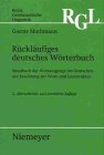 9783484106734: Rcklufiges deutsches Wrterbuch