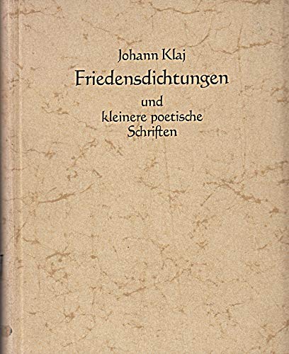 9783484160064: Friedensdichtungen und Kleinere Poetische Schriften