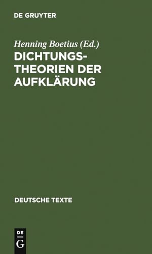 9783484190184: Dichtungstheorien der Aufklrung (Deutsche Texte, 19) (German Edition)