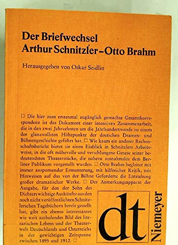Beispielbild fr Der Briefwechsel Arthur Schnitzler, Otto Brahm Deutsche Texte; 35 zum Verkauf von ThriftBooks-Atlanta