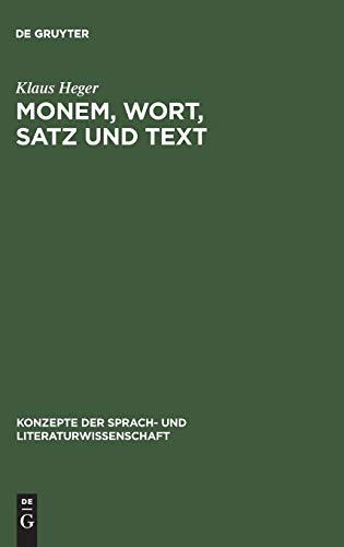 9783484220218: Monem, Wort, Satz und Text: 8 (Konzepte Der Sprach- Und Literaturwissenschaft)