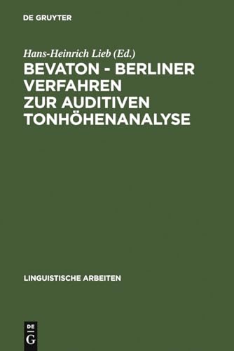 Stock image for BEVATON - Berliner Verfahren zur auditiven Tonhhenanalyse. for sale by SKULIMA Wiss. Versandbuchhandlung