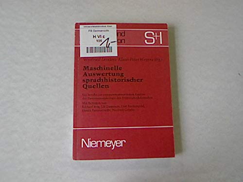 Imagen de archivo de maschinelle auswertung sprachhistorischer quellen. ein bericht zur computeruntersttzten analyse der flexionsmorphologie des frhneuhochdeutschen a la venta por alt-saarbrcker antiquariat g.w.melling