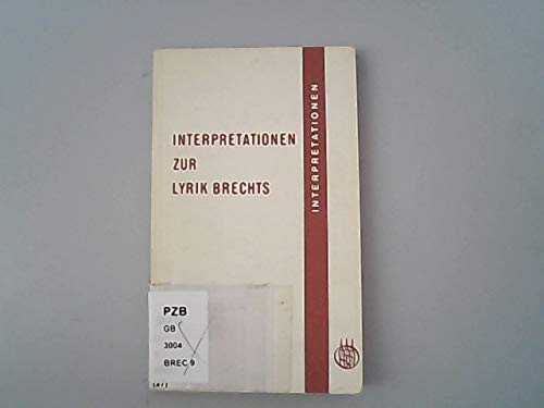 Stock image for Interpretationen zur Lyrik Brechts for sale by Versandantiquariat Felix Mcke