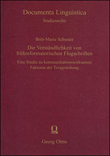 Stock image for Die Verstndlichkeit von frhreformatorischen Flugschriften. for sale by SKULIMA Wiss. Versandbuchhandlung