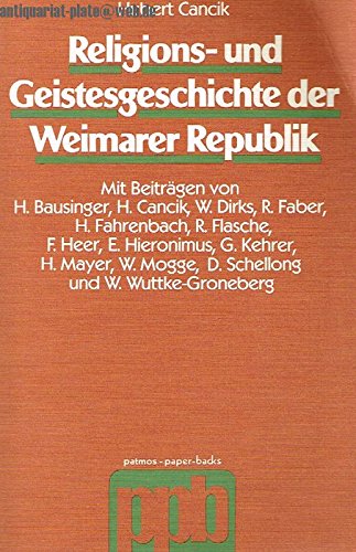 Religions- und Geistesgeschichte der Weimarer Republik - Cancik, Hubert (Hrsg.)