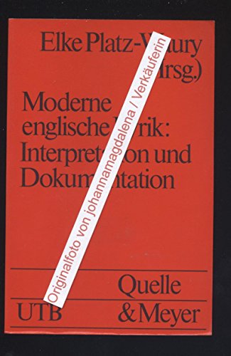 9783494020914: Moderne englische Lyrik, Interpretation und Dokumentation (Uni-Taschenbucher ; 821 : Anglistik) (German Edition)