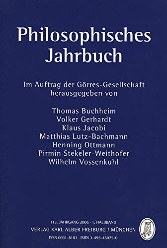 9783495450758: Philosophisches Jahrbuch 113.1 Jahrgang 2006