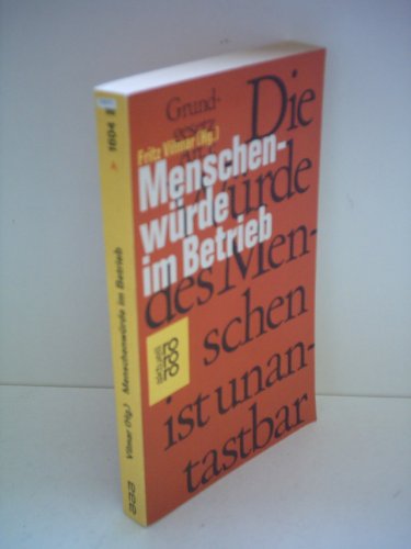 Die Menschenwürde im Betrieb (ISBN 9783825897130)