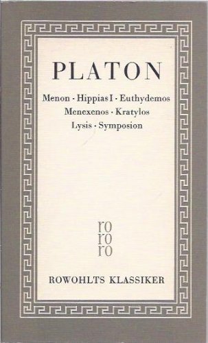 9783499450143: Menon, Hippias 1, Euthydemos, Menexenos, Kratylos, Lysis, Symposion, Bd 2