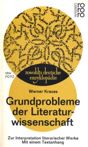 9783499552908: Grundprobleme der Literaturwissenschaft. Zur Inter