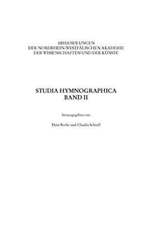 Beispielbild fr Studia Hymnographica II zum Verkauf von Buchpark