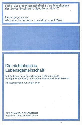 Stock image for Die nichteheliche Lebensgemeinschaft (Rechts- und Staatswissenschaftliche Verffentlichungen der Grres-Gesellschaft) for sale by medimops