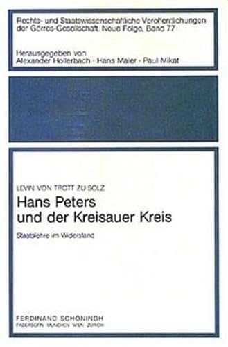 Imagen de archivo de Hans Peters und der Kreisauer Kreis. Staatslehre im Widerstand a la venta por medimops