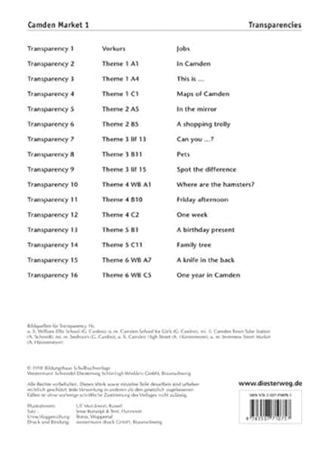 Beispielbild fr Camden Market - Ausgabe 1998: Transparencies 1: Lehrwerk fr den Englischunterricht speziell fr heterogene Gruppen. / Transparencies 1 zum Verkauf von medimops