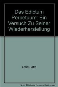 9783511000653: Das Edictum Perpetuum: Ein Versuch Zu Seiner Wiederherstellung