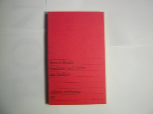 Beispielbild fr Gedichte und Lieder aus Stcken (edition suhrkamp) zum Verkauf von medimops