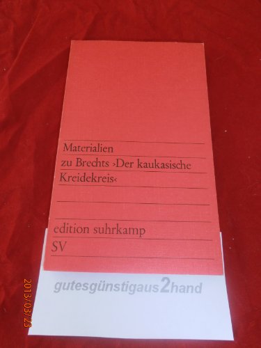 Imagen de archivo de Materialien Zu Brechts, Der Kaukasiche Kreidekreis a la venta por Versandantiquariat Felix Mcke