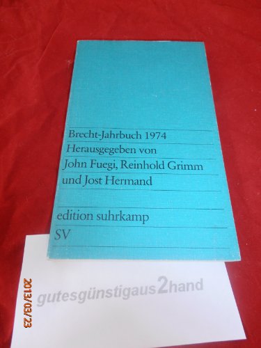 9783518007587: Brecht Yearbook 4 (1974)