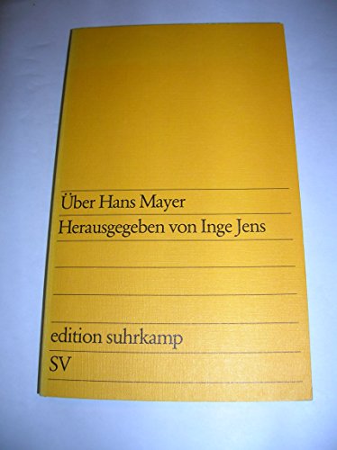 Stock image for U?ber Hans Mayer (Edition Suhrkamp ; 887) (German Edition) for sale by Books Unplugged