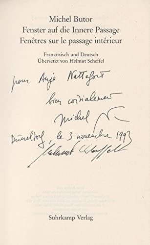 Beispielbild fr Fenster auf die innere Passage. Fentres sur le passage intrieur. Franzsisch und Deutsch. bersetzt von Helmut Scheffel. zum Verkauf von Bojara & Bojara-Kellinghaus OHG