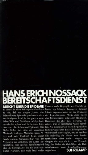 9783518037591: Bereitschaftsdienst: Bericht über d. Epidemie (German Edition)