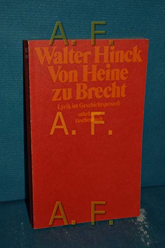 9783518069813: Von Heine zu Brecht: Lyrik im Geschichtsprozess (Suhrkamp Taschenbuch)