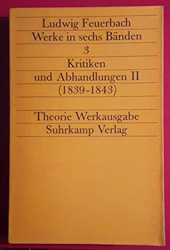 Beispielbild fr Werke, 6 Bde., Bd.3, Kritiken und Abhandlungen II (1839 - 1843) zum Verkauf von medimops