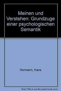 9783518074503: Meinen und Verstehen: Grundzüge einer psychologischen Semantik (German Edition)