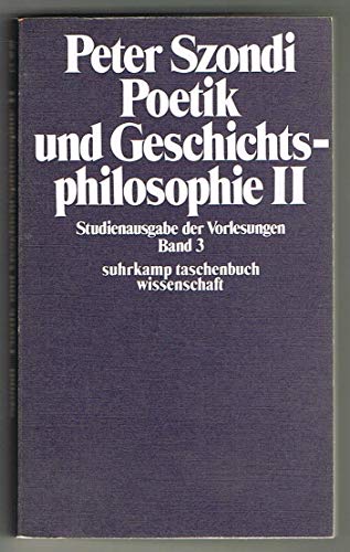 9783518076729: Studienausgabe der Vorlesungen, Band 3: Poetik und Geschichtsphilosophie II