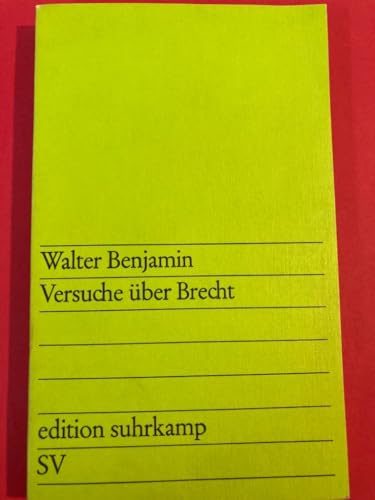 Versuche Ã¼ber Brecht. (9783518101728) by Benjamin, Walter