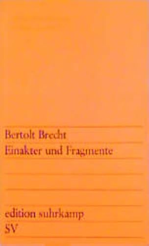 Einakter und Fragmente (9783518104491) by Brecht, Bertolt