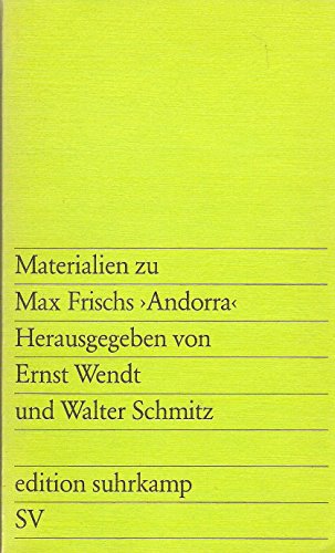 Beispielbild fr Materialien zu Max Frischs "Andorra" (Edition Suhrkamp ; 653) (German Edition) zum Verkauf von Better World Books