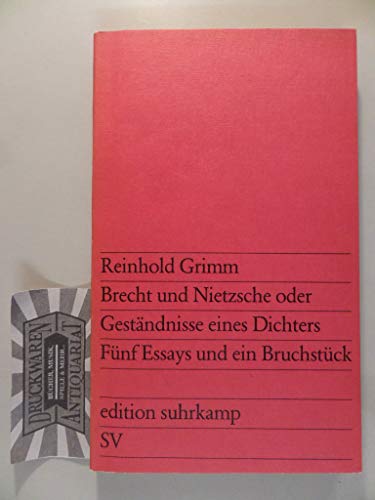 Imagen de archivo de Brecht und Nietzsche oder Gestndnisse eines Dichters. Fnf Essays und ein Bruchstck. a la venta por Antiquariat Eule