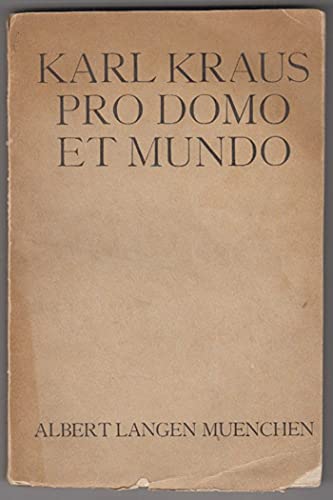 9783518220627: Pro domo et mundo