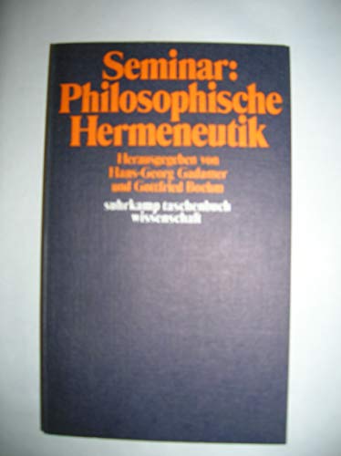 Beispielbild fr Seminar: Philosophische Hermeneutik. zum Verkauf von modernes antiquariat f. wiss. literatur