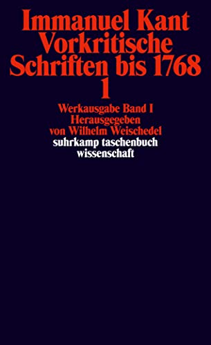 9783518277867: Vorkritsche Schriften Bis 1768; Tl.1