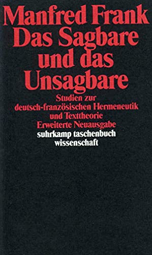 Beispielbild fr Das Sagbare und das Unsagbare. Studien zur deutsch-franzsischen Hermeneutik und Texttheorie. zum Verkauf von Antiquariat & Verlag Jenior