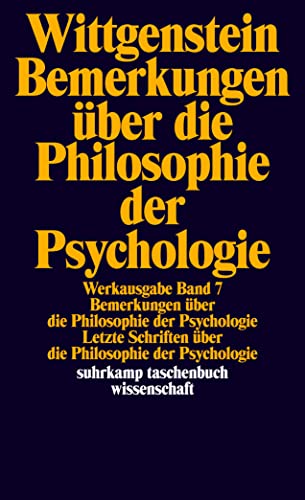 Beispielbild fr Bemerkungen ber die Philosophie der Psychologie -Language: german zum Verkauf von GreatBookPrices