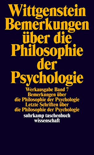 Imagen de archivo de Bemerkungen ber die Philosophie der Psychologie -Language: german a la venta por GreatBookPrices