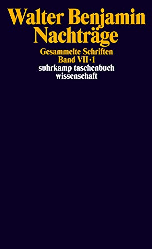 Beispielbild fr Gesammelte Schriften: Band VII: Nachtrge. 2 Teilbnde (suhrkamp taschenbuch wissenschaft) zum Verkauf von medimops